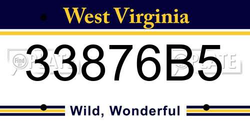 33876B5 West Virginia License Plate