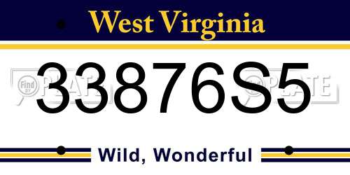 33876S5 West Virginia License Plate