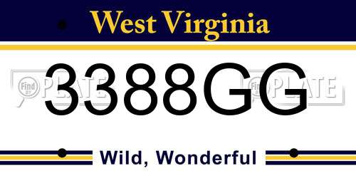 3388GG West Virginia License Plate