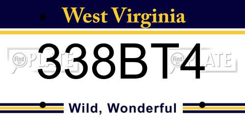 338BT4 West Virginia License Plate