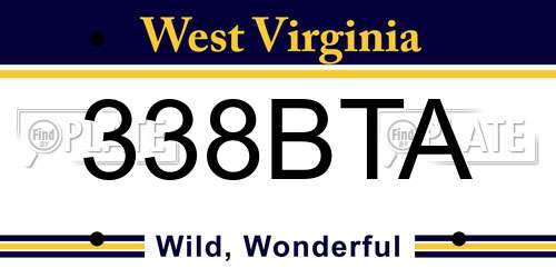 338BTA West Virginia License Plate