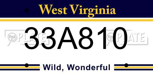 33A810 West Virginia License Plate