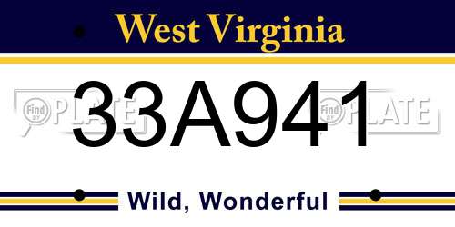33A941 West Virginia License Plate