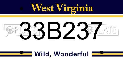 33B237 West Virginia License Plate