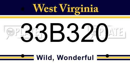 33B320 West Virginia License Plate
