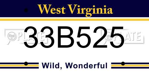 33B525 West Virginia License Plate