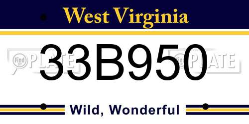 33B950 West Virginia License Plate
