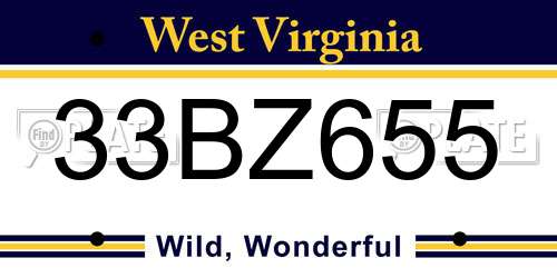 33BZ655 West Virginia License Plate