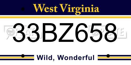 33BZ658 West Virginia License Plate