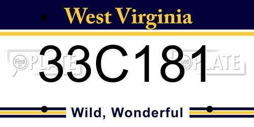 33C181 West Virginia License Plate