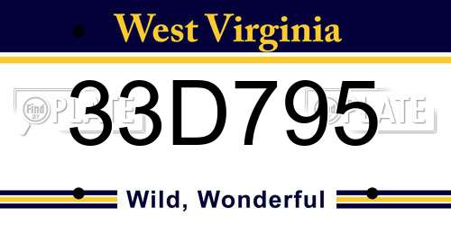 33D795 West Virginia License Plate