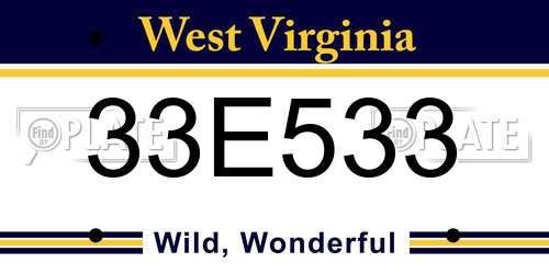 33E533 West Virginia License Plate