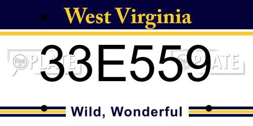 33E559 West Virginia License Plate