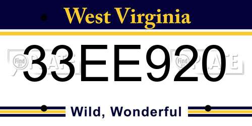 33EE920 West Virginia License Plate
