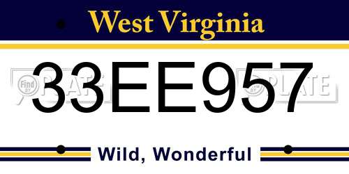 33EE957 West Virginia License Plate