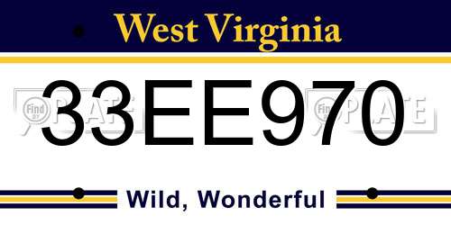 33EE970 West Virginia License Plate