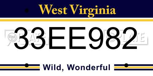 33EE982 West Virginia License Plate