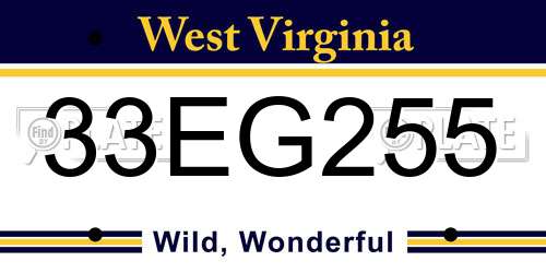 33EG255 West Virginia License Plate
