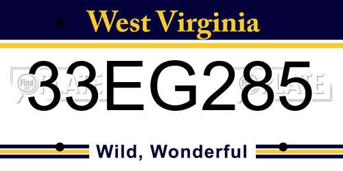 33EG285 West Virginia License Plate