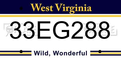 33EG288 West Virginia License Plate
