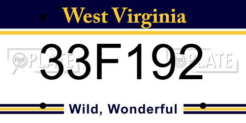 33F192 West Virginia License Plate