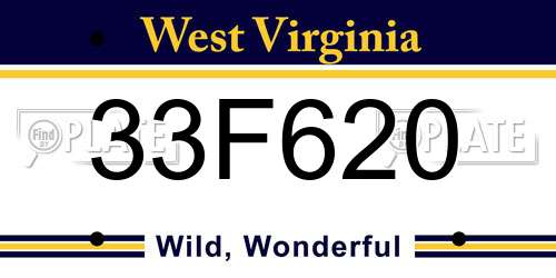 33F620 West Virginia License Plate