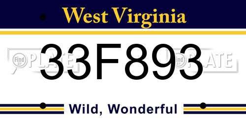 33F893 West Virginia License Plate