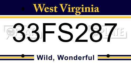 33FS287 West Virginia License Plate