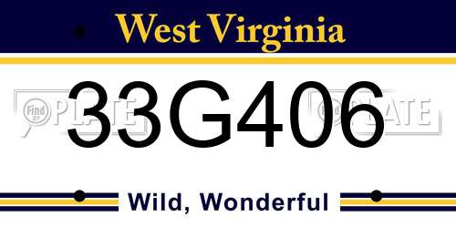 33G406 West Virginia License Plate