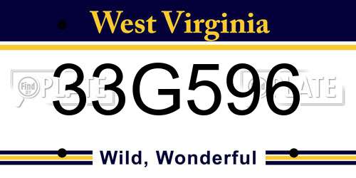33G596 West Virginia License Plate