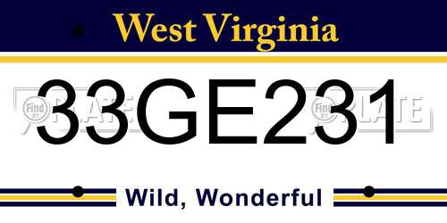 33GE231 West Virginia License Plate