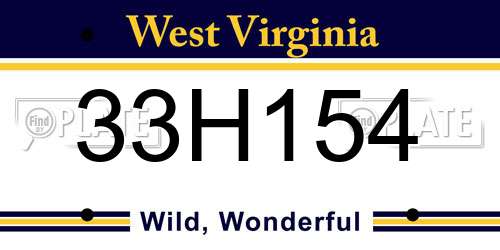 33H154 West Virginia License Plate