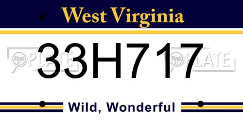 33H717 West Virginia License Plate
