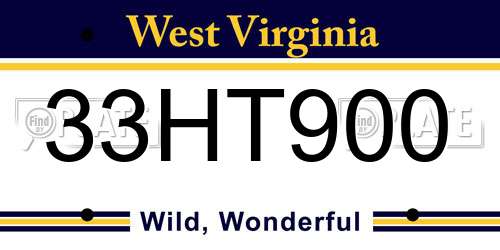33HT900 West Virginia License Plate