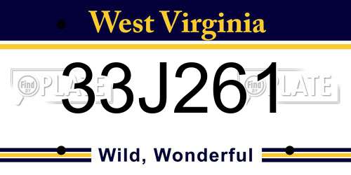 33J261 West Virginia License Plate