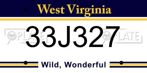 33J327 West Virginia License Plate