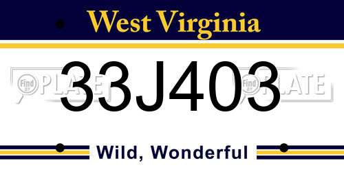 33J403 West Virginia License Plate