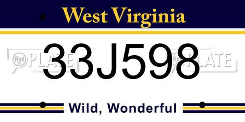 33J598 West Virginia License Plate