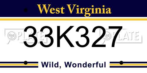 33K327 West Virginia License Plate