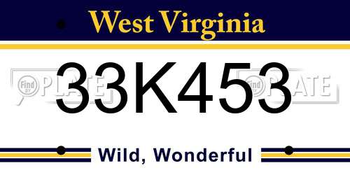 33K453 West Virginia License Plate