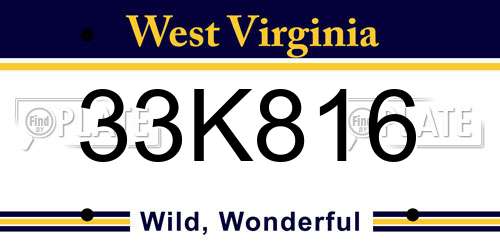 33K816 West Virginia License Plate