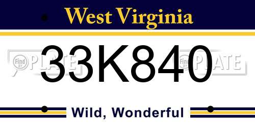 33K840 West Virginia License Plate