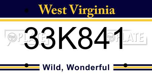 33K841 West Virginia License Plate