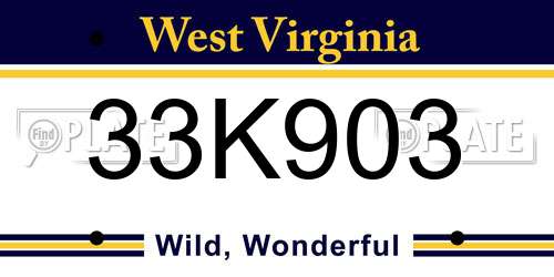 33K903 West Virginia License Plate