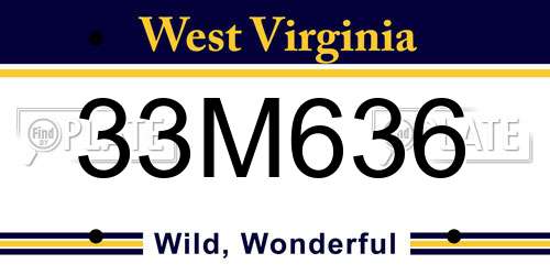 33M636 West Virginia License Plate