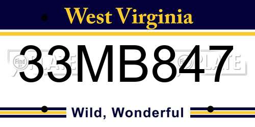 33MB847 West Virginia License Plate