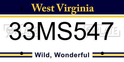 33MS547 West Virginia License Plate