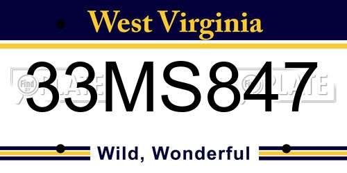 33MS847 West Virginia License Plate