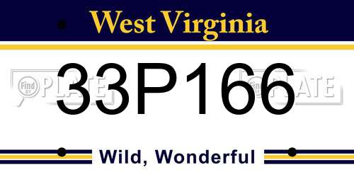 33P166 West Virginia License Plate