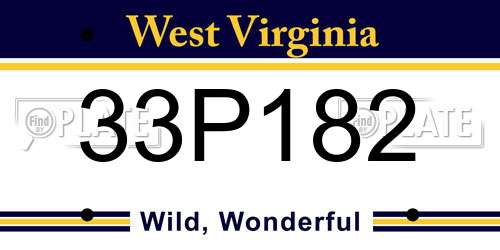 33P182 West Virginia License Plate